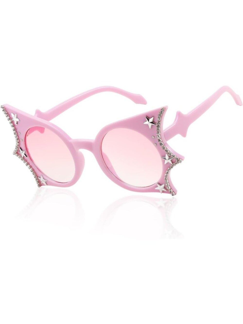 Women's Men's Butterfly Bat Halloween Sunglasses Funny Party Shades-Pink Crystal